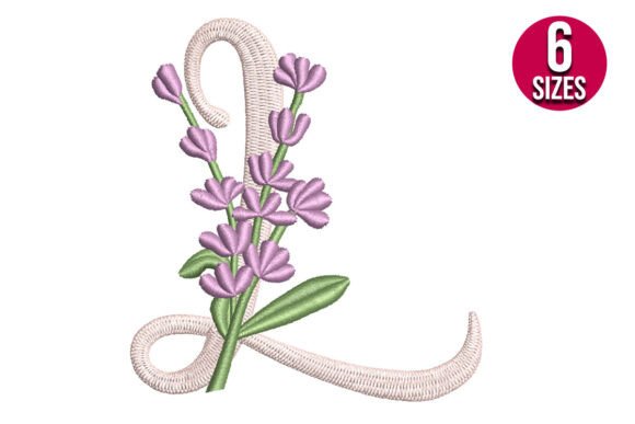 Lavender Font Letter L Embroidery Design
