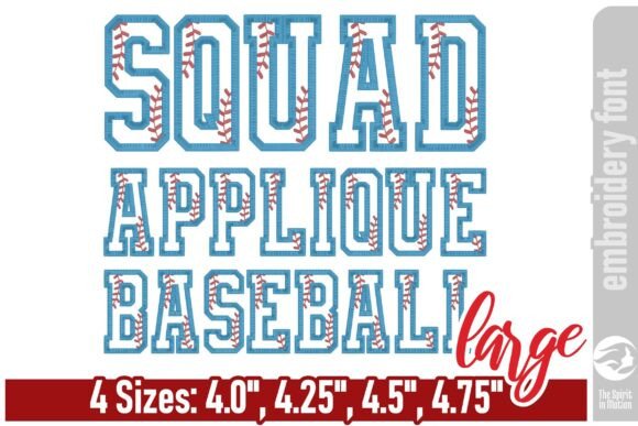 Squad Applique Baseball Font - Large