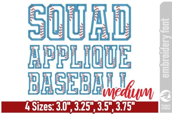 Squad Applique Baseball Font - Medium