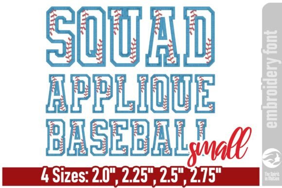 Squad Applique Baseball Font - Small