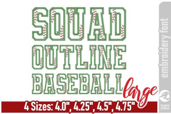Squad Outline Baseball Font - Large