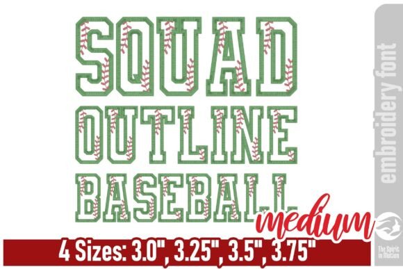Squad Outline Baseball Font - Medium
